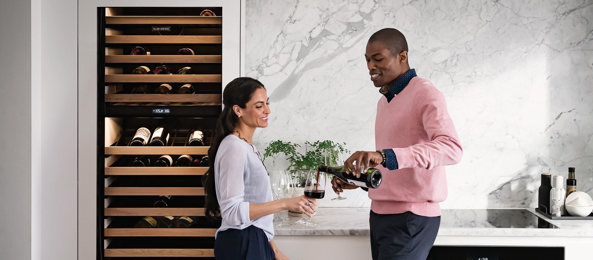 Sub-Zero 24" wine cooler (IW-24) with 15 racks and a 120-bottle capacity